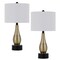 Saltoro Sherpi 23 Inch Pear Shaped Table Lamp, Set of 2, Fabric Cylinder Shade, Black, Gold-
